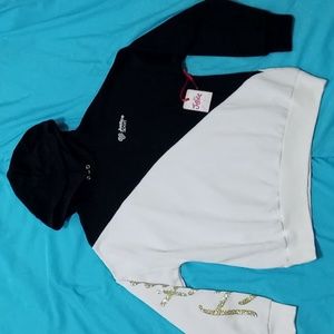 NWT Justice Sport black & white hoodie. Lightweight fleece.